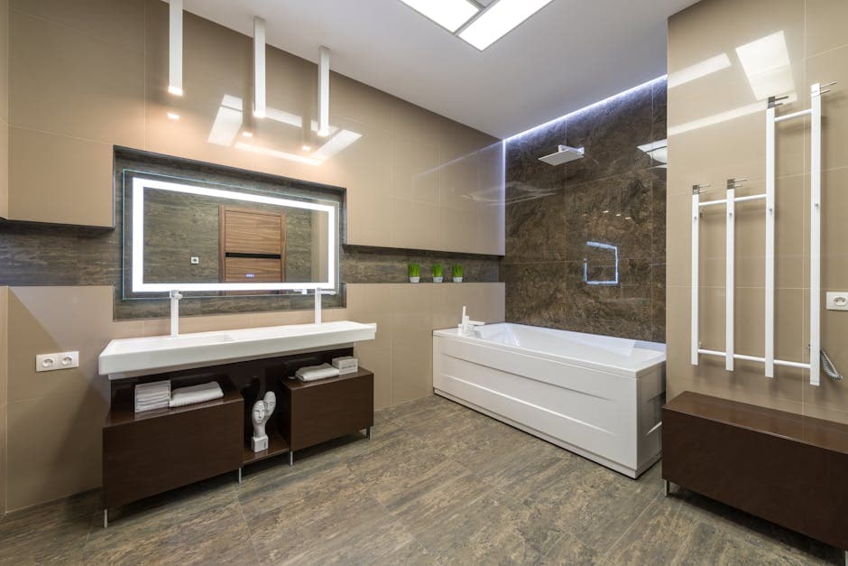 Espejo de pared a medida en baño moderno