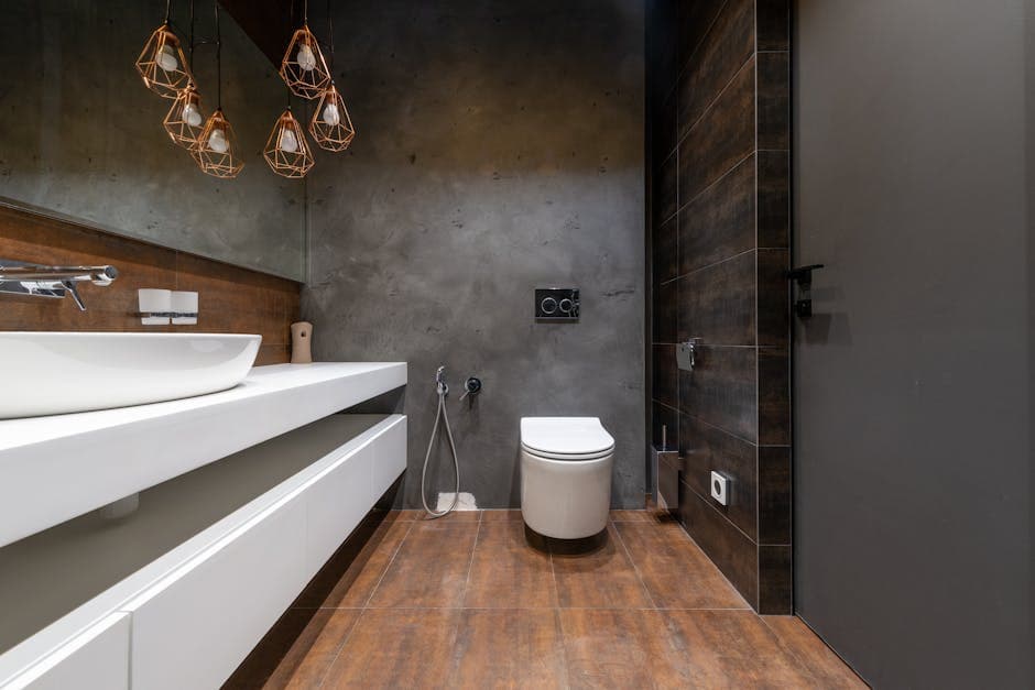 Suelo de microcemento en baño moderno